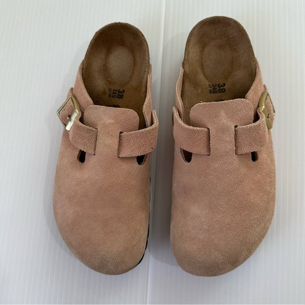 Birkenstock Boston Suede Mules Pink Clay, 7-7.5 (38)